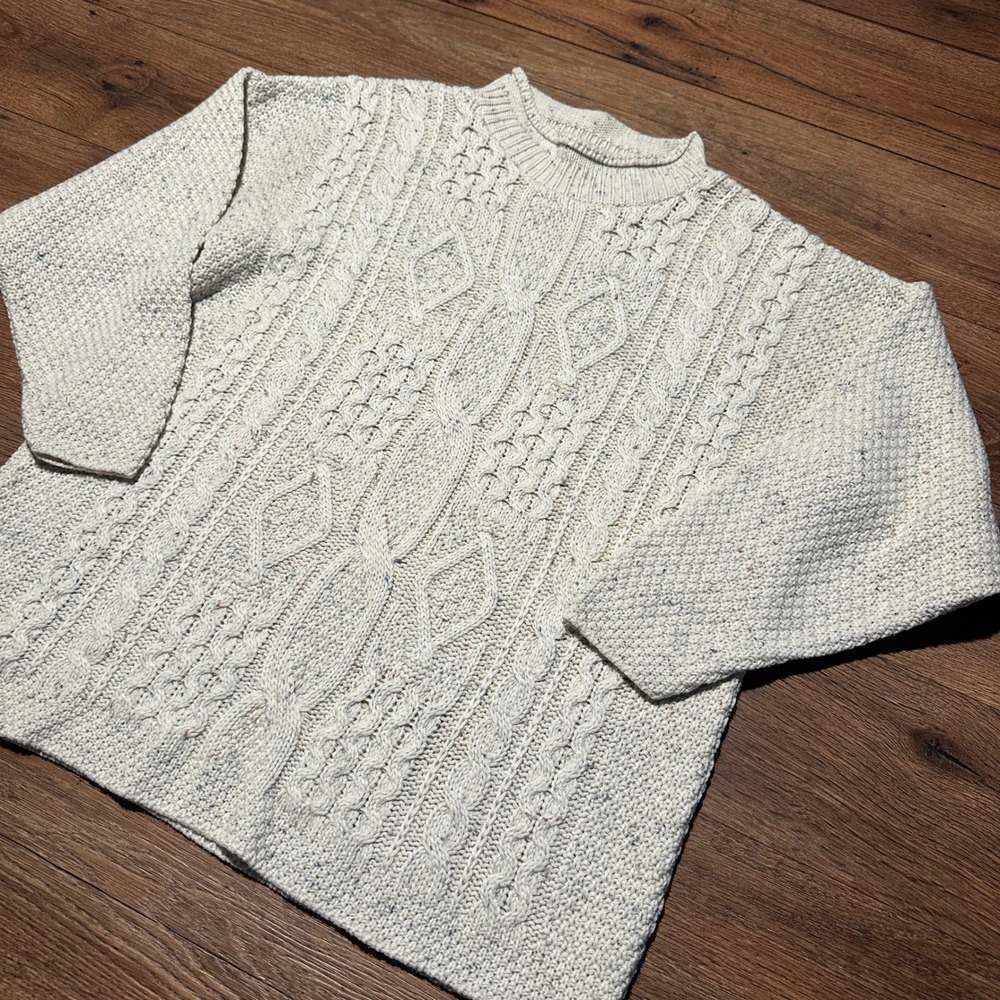 Vintage‎ Etam Cream Cable Knit Confetti Sweater Womens M/L